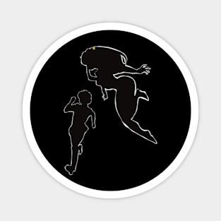 Urusei yatsura Anime characters silhouette Lum and Ataru (Black with White outline) Magnet